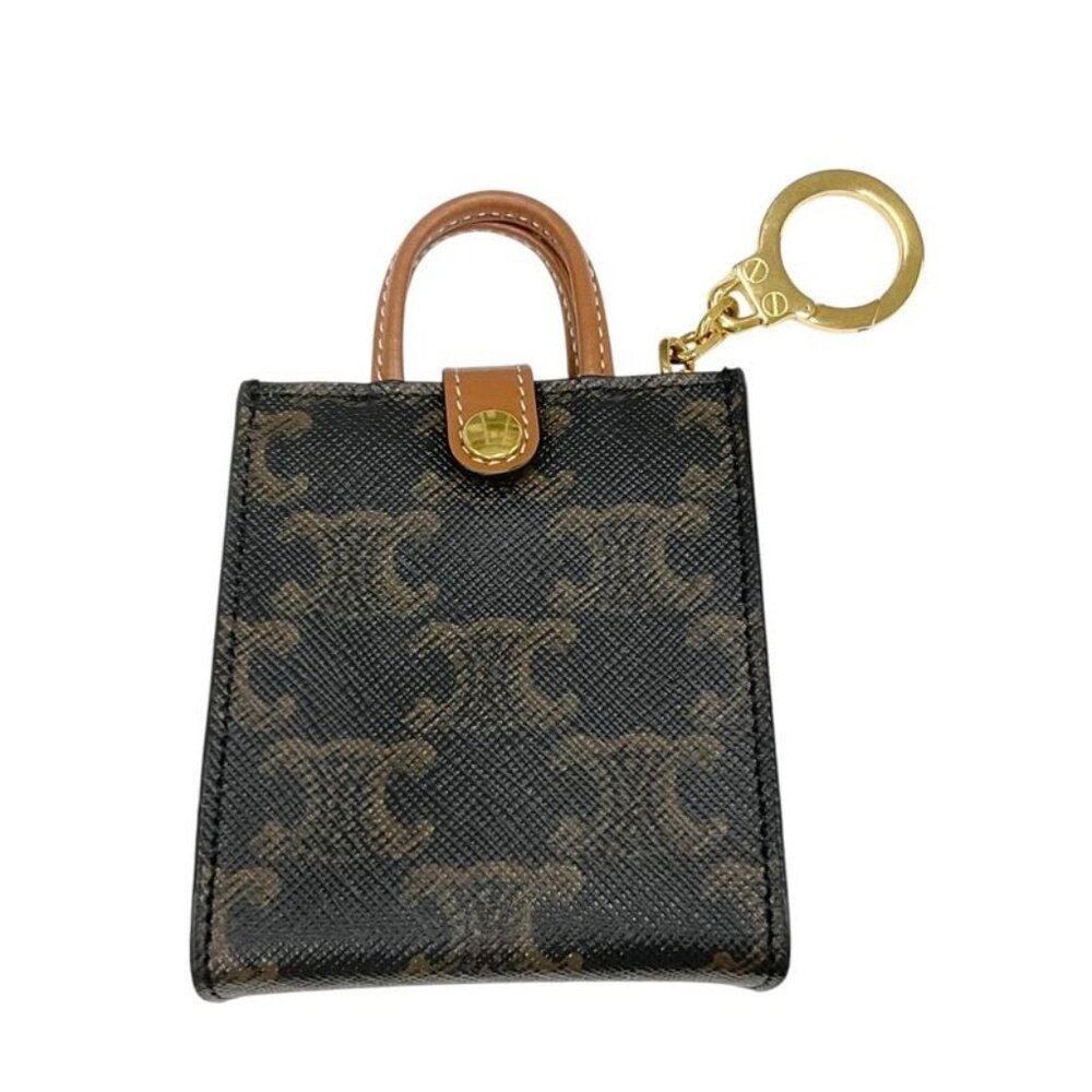 Celine Charm Brown White Gold Triomphe Canvas Logo Micro Vertical Cabas - Picture 3 of 9